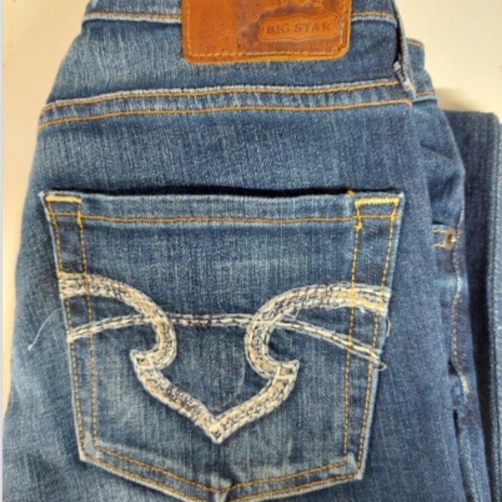 Womens Big Star Hannah Skinny Flare Denim Jeans Size 29L 29x33 Dark Wash